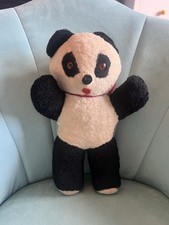 Vintage The Chad Valley Panda Teddy Bear Soft Toy 60s? Made In England *Pls Read