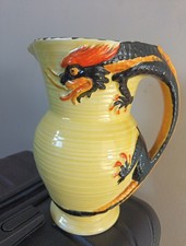 Vintage Burleigh Black Dragon Jug Made In England Ceramic Collectable