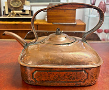 Antique 19th Century Copper Square Tea Kettle - As Found