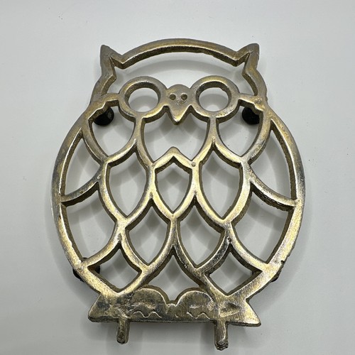 Vintage brass owl - owl, trivet