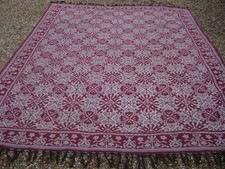 vintage 1970s LARGE WOVEN on a LOOM WOOL KILIM RUG REVERSIBLE 282x221cm floral