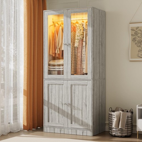 Grey oak wood armoire - 75,