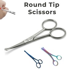 Round Tip Pet Grooming Scissors – Curved Blade for Sensitive Areas ( 3 colors )