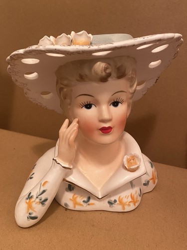 Vintage lady head vase - lady, planter
