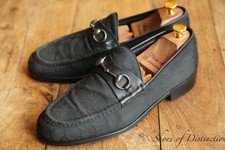 Gucci GG Monogram Black Canvas Silver Bit Loafers Shoes Men's UK 10.5 E US 11.5