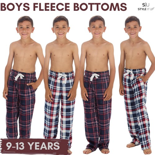Boys fleece lounge pants check - fleece,