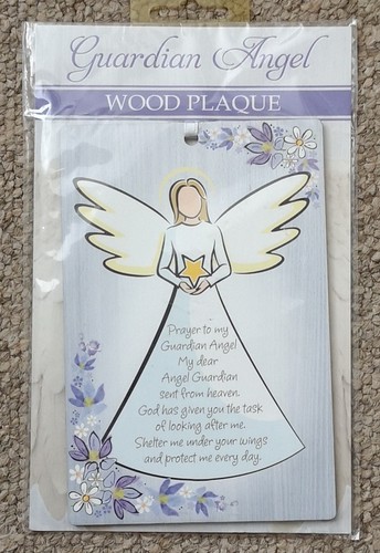 Guardian angel wood plaque - angel,