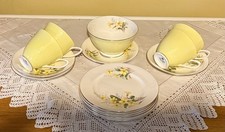 Vintage Royal Albert Yellow Primrose Part Set 4 Cups Saucers 5 Tea Plates 1 Bowl