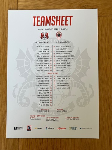 Leyton orient 2026 2027 season - leyton, 2026-2027