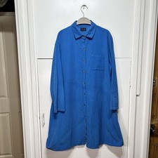 Oska Johansson Needlecord Blue Dress Button Cotton Knee Length One Size Women’s