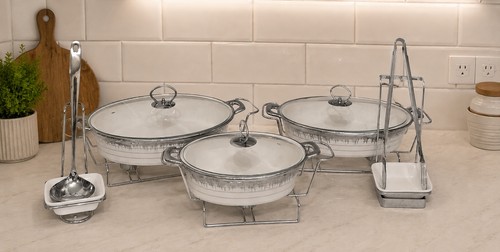 White silver set ceramic - silver,
