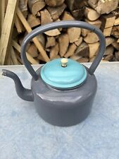 Vintage French Grey Enamel Kettle Teapot