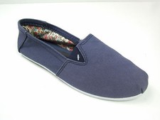 Blue Ladies Flat Slip On Girls Pumps Trainers Plimsoll Canvas Shoes Floral