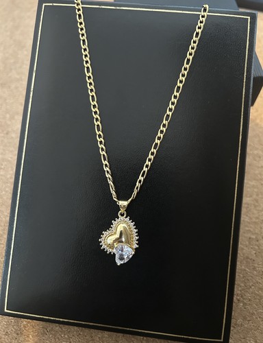 9ct gold double heart pendant - gold,