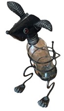 Wrought Iron Novelty metal wine bottle holder in a 'Dog' design