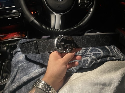 Gucci belt black grey - gucci,