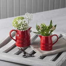 Churn Jug Red Porcelain Milk, Gravy, Cream, Custard Jug, Small to Large & Set
