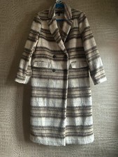 Long Coat Checked Fluffy Mohair , Zara Look Tartan Uk 12 Small Uk 14 New 