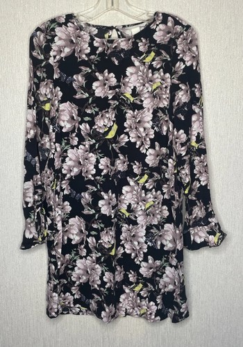 Dress black pink floral - pink,