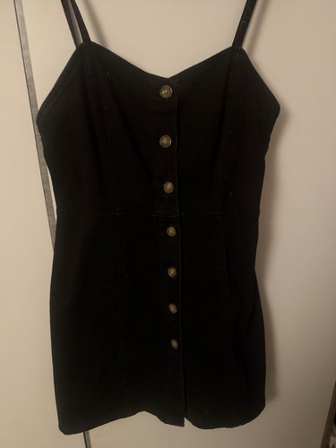 Black denim dress - black,