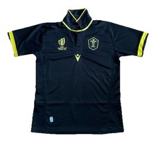 WALES RUGBY WORLD CUP SHIRT JERSEY XL(Athletic) Black Yellow WRU Macron 2023 Eco