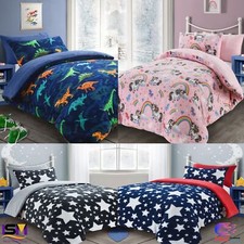 Teddy Fleece Cosy Kids Bedding Duvet Set Childrens Quilt Cover Single Double 