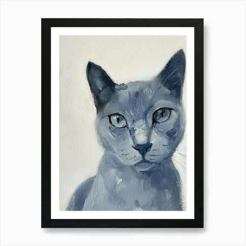 Russian blue cat - cat, painting