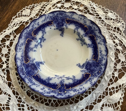 Antique flow blue serving bowl - flow,