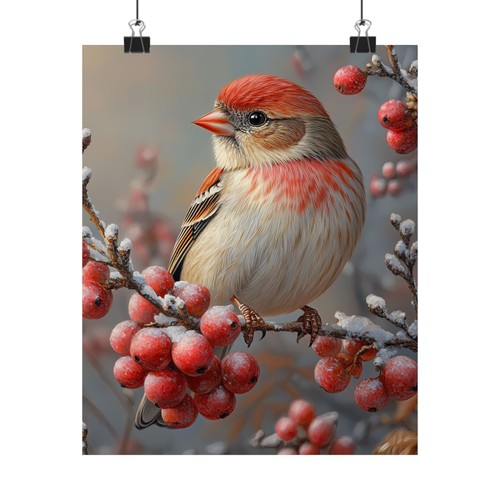 Redpoll finch bird art print - art,
