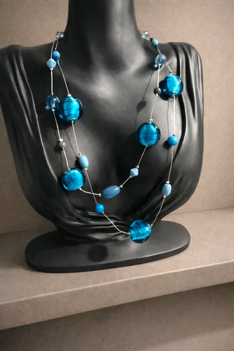 Pre owned blue glass bead - pre-owned,