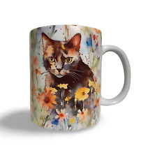 Tortoiseshell Cat and Flowers