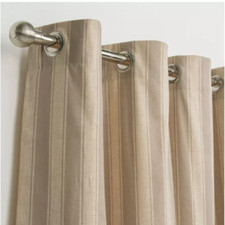Save 50% - Habitat Stripe Printed Lined Eyelet Curtains - Neutral 117cm x 183cm