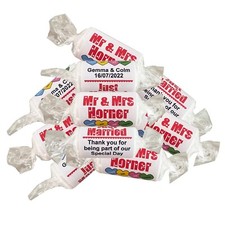 Personalised Love Heart Sweets Wedding Favours Just Married Mini Love Hearts