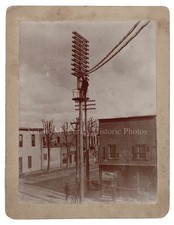 1900s Telegraph Telephone Pole w/ Glass Insulators Americana Photo