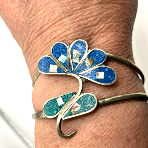 Enamelled cuff bangle silver