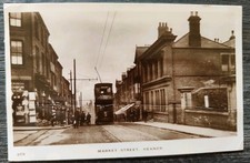 Postcard Market Street, Heanor. Pre 1910, Tram, Shops, People 