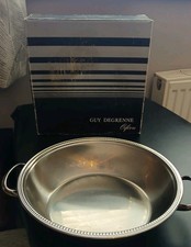 Guy Degrenne Stainless Steel circular Serving Tray With handles & box rare