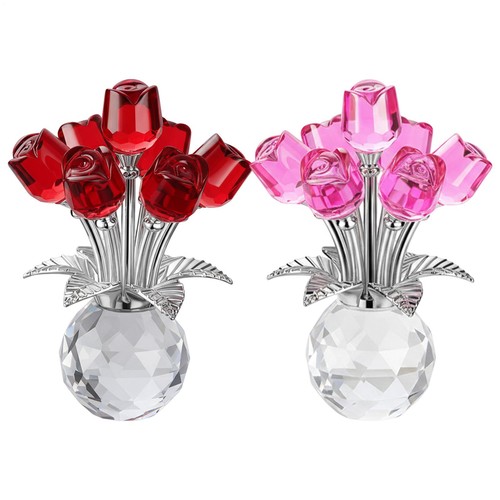Crystal rose figurine - crystal,