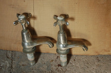 Vintage Hot & Cold Bath Taps Chromed Brass Art Deco H 15 cm