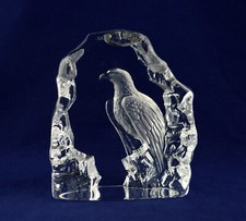 Mats Jonasson Art Glass Crystal Large Eagle Paperweight - 17cms Tall - Perfect