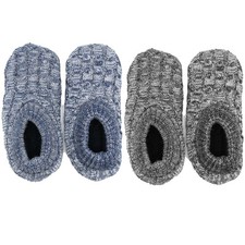 Mens Cable Knit Sherpa Lined Slipper Socks Warm Knitted Non Slip Sole Size 6-11