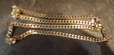 VINTAGE HEAVY CUBAN STYLE GOLD PLATED CURB LINK CHAIN NECKLACE 74 CMS