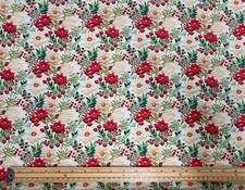 Christmas Cotton Fabric Embroidery Effect Whimsical Quilting Dressmaking