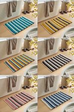 Padstow Stripe Bath Mat Cotton Rich Super Soft Absorbent Anti Slip Bathroom Rug