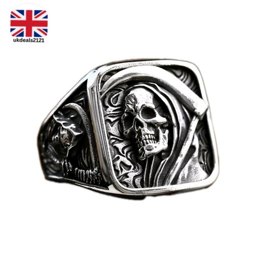 Mens skull signet ring - signet,