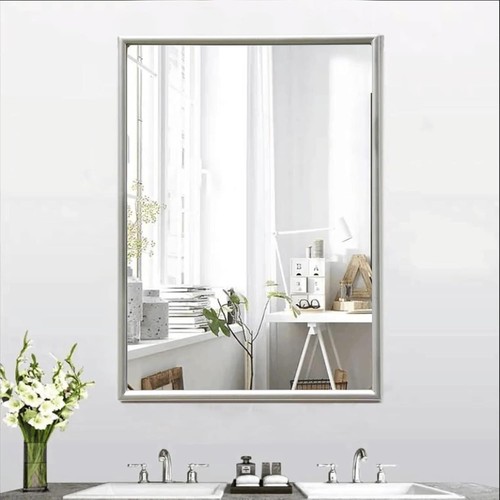 Silver wall mirror with - silver,