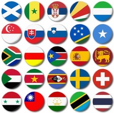 WORLD FLAGS Various 25mm, 1" inch  Button Badge-, S to T