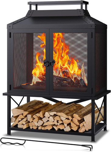 Metal outdoor fireplace - metal,
