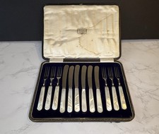 Antique Desert Knife and Fork Cutlery Set In Presentation Box