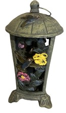 27cm Cast Iron Outdoor Pagoda Hanging Lantern Tealight Candle Holder BIRD FLOWER